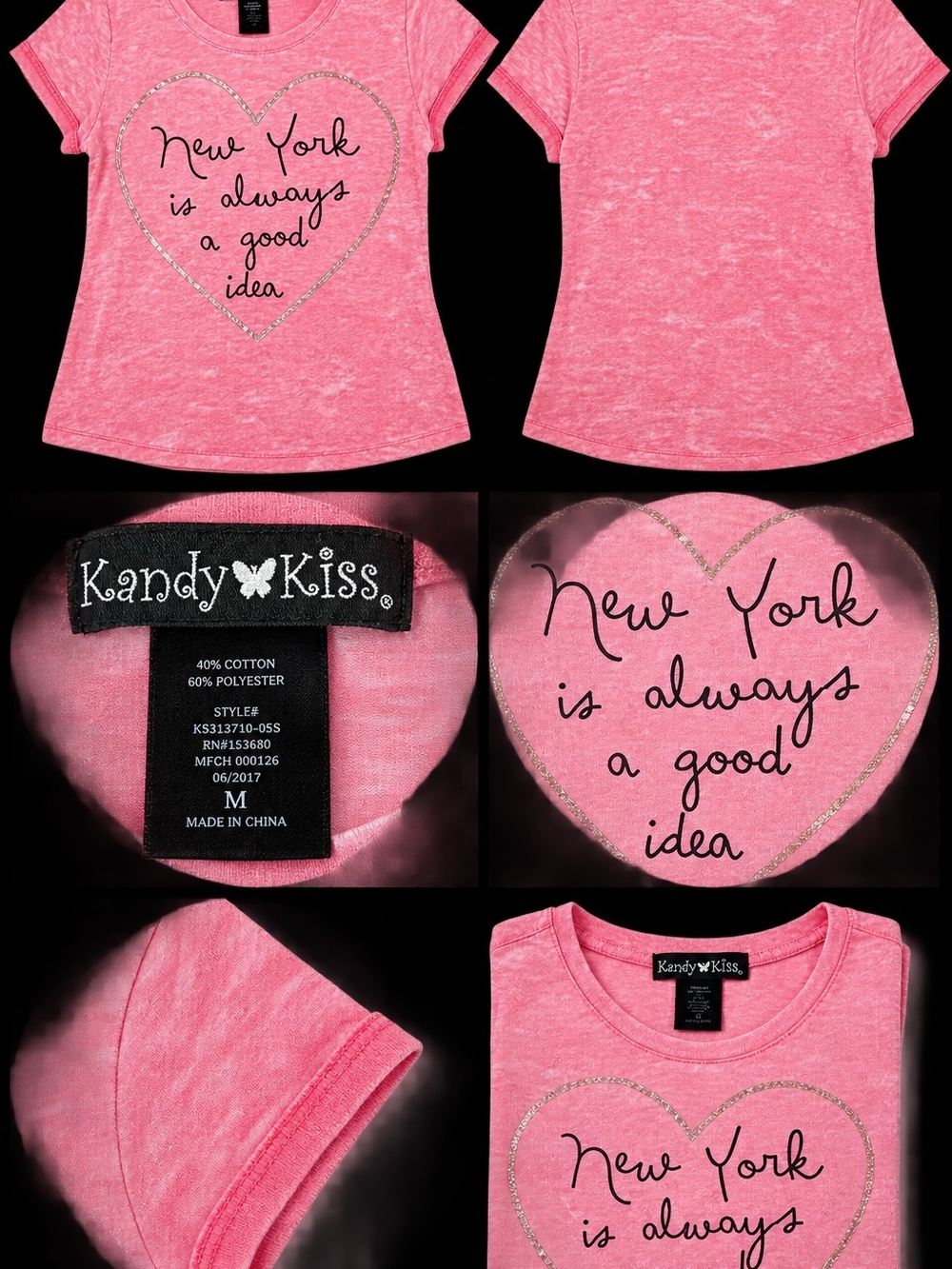 Kandy Kiss Girls' Pink Short-Sleeve Heart Graphic Tee